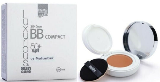 InterMed Luxurious Silk Cover BB Compact Pudră Antisolară Pentru Față SPF50 cu Pigment 03 Medium Dark 12gr