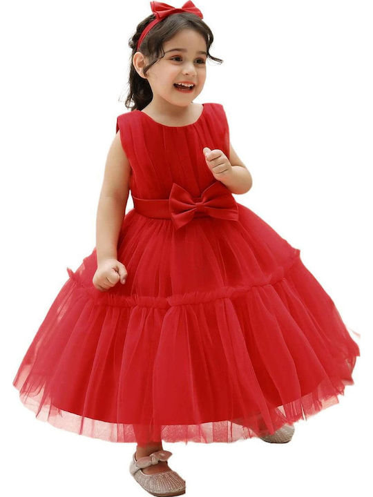 Kinderkleid Ärmellos Tüll Für Blumenmädchen Set mit Zubehör Weiß