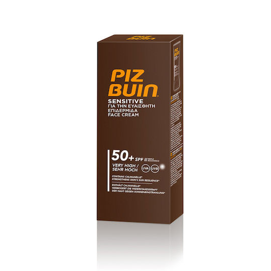 Piz Buin Sensitive Cream Αδιάβροχη Αντηλιακή Κρέμα Προσώπου SPF50 50ml