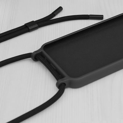 Techsuit Lanyard Back Cover Σιλικόνης με Λουράκι Μαύρο (iPhone 15 Pro)