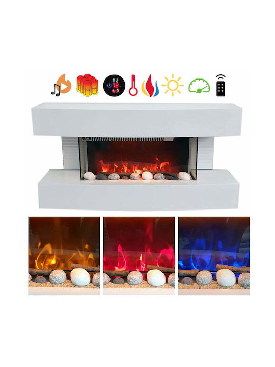 Electric Sun Paula Wall Mounted Electric Fireplace 10W 81x41cm White