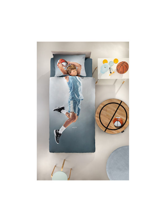Saint Clair Hoop Suede Set Kids Duvet Cover Single with Pillowcase Cotton Gray 165x225cm