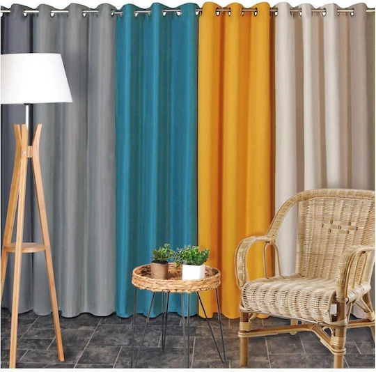Atmosphera Κουρτίνα με Τρουκς Blackout Κίτρινη 140x260εκ.