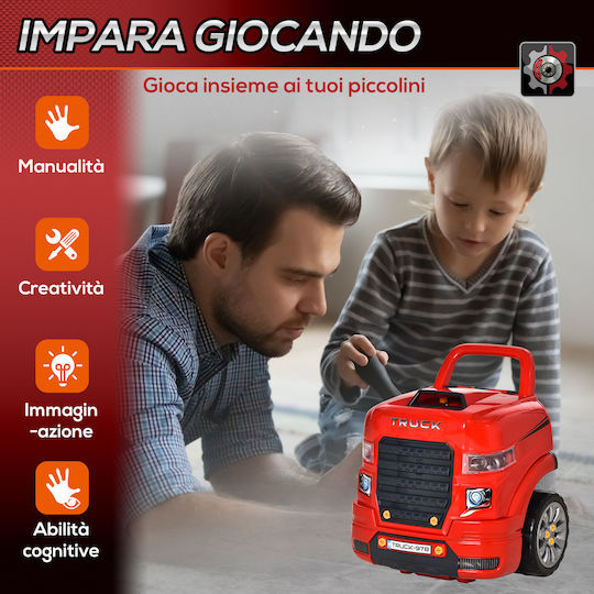 HomCom Workshop Truck Pentru 36+ Luni Cu Sunete Roșu