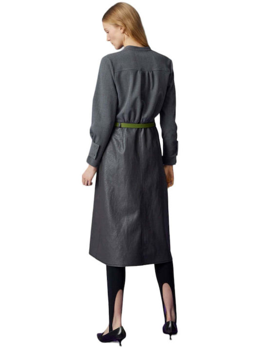 Beatrice Midi Dress Leather Gray