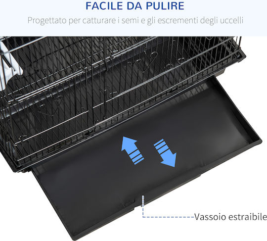 Pawhut Bird Cage 46.5x35.5x92cm Black