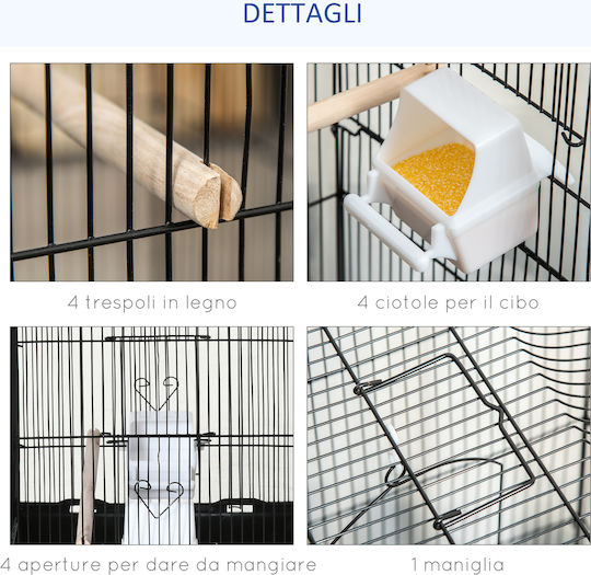 Pawhut Bird Cage 46.5x35.5x92cm Black