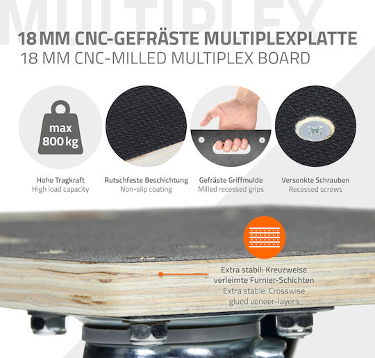 ECD Germany Mobile Basis for Load Weight up to 800kg in Gray Color