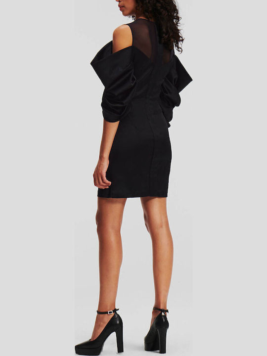 Mini Abendkleid mit Transparenz Schwarz