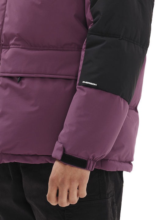Winter Jacket Puffer Waterproof and Windproof Mauve/Black