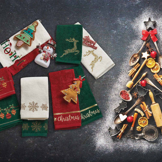 Das Home Christmas Ποτηρόπανο σε Πράσινο Χρώμα 40x60cm 2τμχ Das Home Christmas Ποτηρόπανο σε Πράσινο Χρώμα 40x60cm 2τμχ