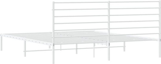 Pat King Size Metalic Alb Cu Plăci Pentru Saltea 183x213cm
