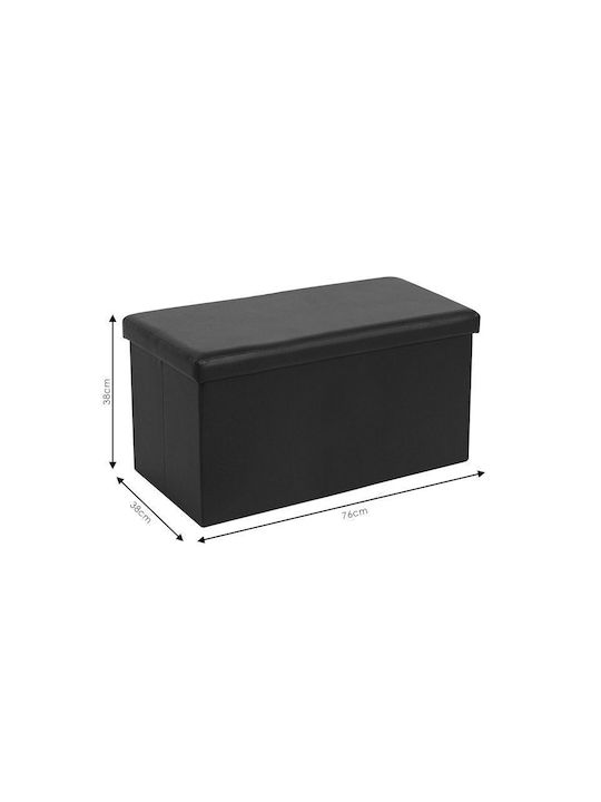 Bench Stool With Storage Space Upholstered In Artificial Leather Cooperation Black 76x38x38cm