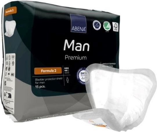 Abena Man Premium Formula 2 Ανδρικές Σερβιέτες Ακράτειας Κανονικής Ροής 5 Σταγόνες 15τμχ