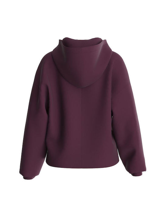 Guess W2bq12kauj2 Women's Hooded Sweatshirt Burgundy