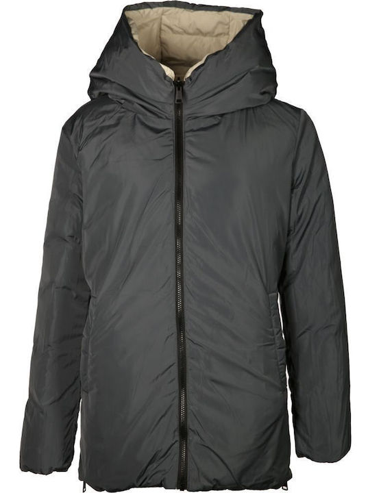 Scurtă Jachetă de femei Puffer Reversibilă Bej