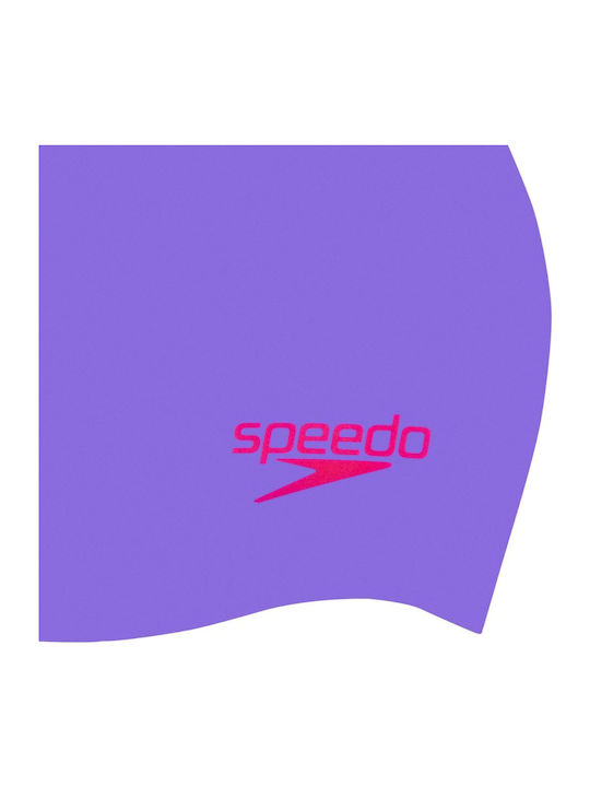 Speedo Plain Moulded Silicone Kids Swimming Cap Purple