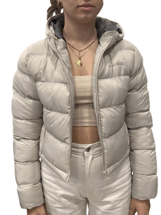 Kurz Damen Puffer Jacke für Winter Weiß