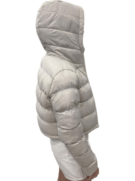 Kurz Damen Puffer Jacke für Winter Weiß