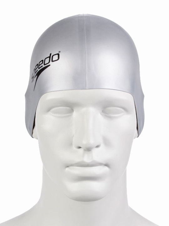 Speedo Plain Flat Silicone Adults Swimming Cap Silver