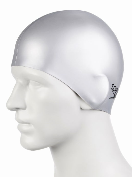 Speedo Plain Flat Silicone Adults Swimming Cap Silver