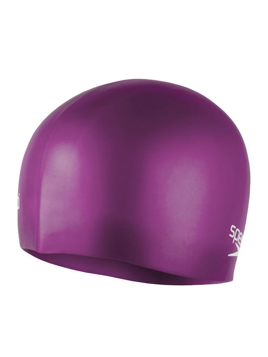 Speedo Plain Moulded Silicone Adults Swimming Cap Purple