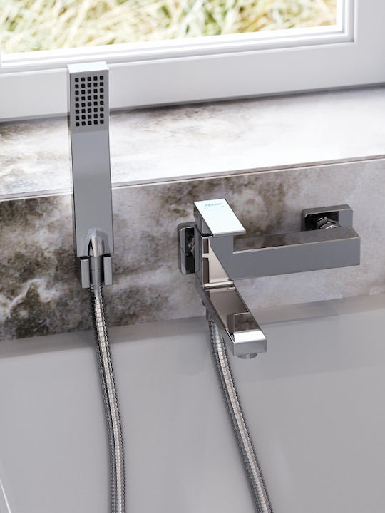 Ferro Zicco Mixing Bathtub Shower Faucet Complete Set Silver