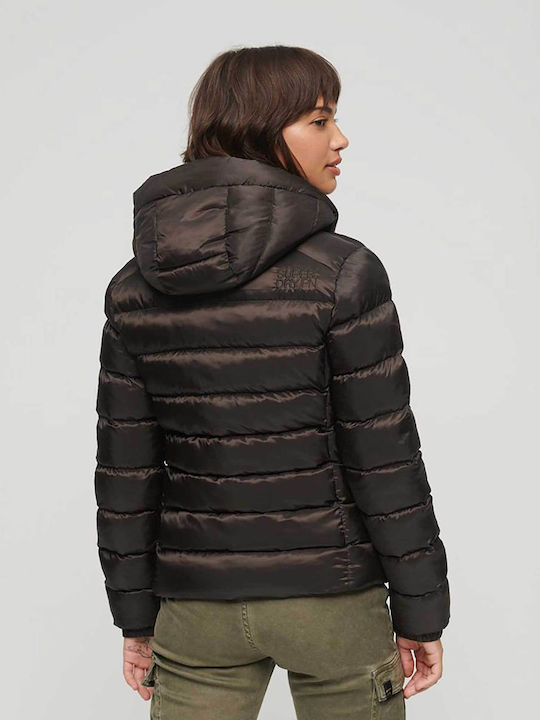 Superdry Fuji Kurz Damen Puffer Jacke für Winter Braun