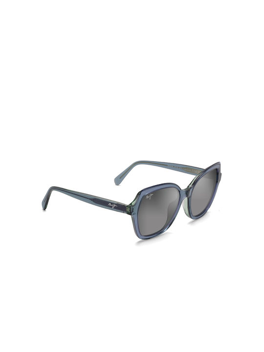 Maui Jim Mamane Sonnenbrillen mit Blau Rahmen und Gray Verlaufsfarbe Polarisiert Linse GS883-03