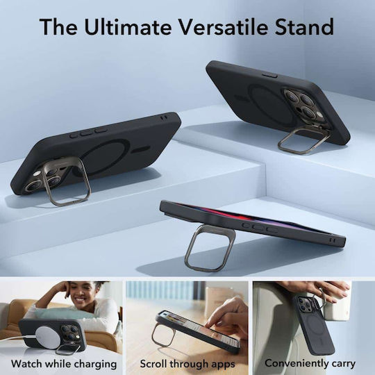 ESR Cloud Kickstand Задна корица Силикон / Метал 1.8мм Черен (iPhone 15 Pro)
