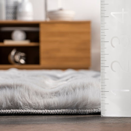 Saray Home Solid Design Anti-slip Rug Rectangular Shaggy Furry Gray