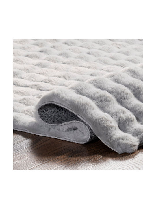 Saray Home Solid Design Rutschfest Teppich Rechteckig Zottelig Pelzige Gray