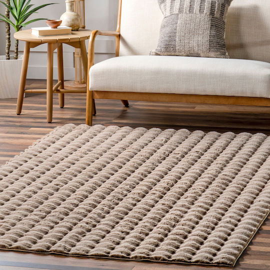 Saray Home Antiderapant Covor Rectangular Shaggy Din blană Moka maro