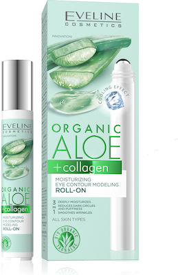 Eveline Organic Aloe Roll-On Augen- & Anti-Aging- Gel für die Augen gegen gegen Augenringe mit Aloe Vera 15ml