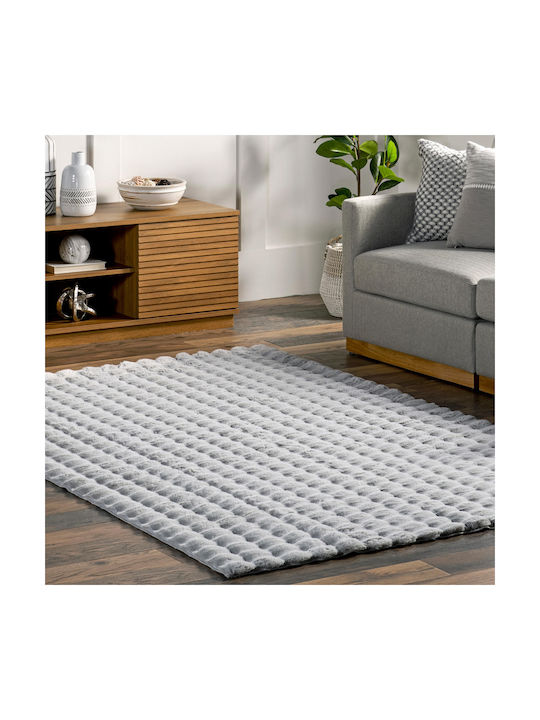 Saray Home Solid Design Rutschfest Teppich Rechteckig Zottelig Pelzige Gray