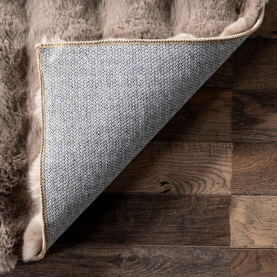 Saray Home Antiderapant Covor Rectangular Shaggy Din blană Moka maro