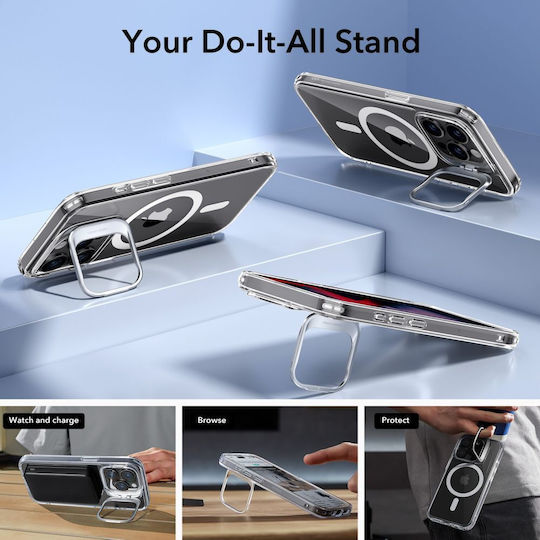 ESR Classic Hybrid Kickstand HaloLock MagSafe Back Cover Silicon 1.3mm Transparent (iPhone 15 Pro)