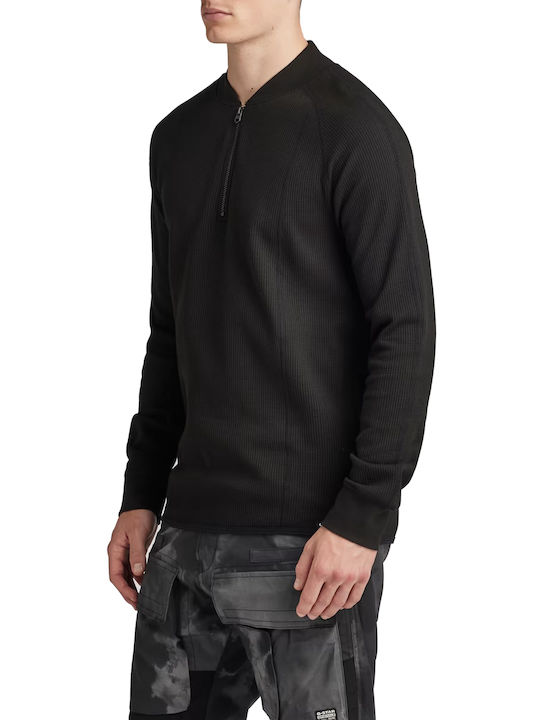 G-Star Raw Herren Langarmshirt Ausschnitt mit Reißverschluss Schwarz