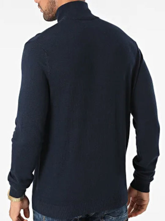 Projekt Produkt Herren Langarm-Pullover Ausschnitt mit Reißverschluss Marineblau