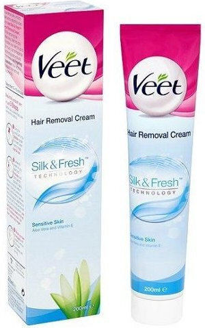 Veet Hair Removal Body Cream Silk & Fresh Suitable for Sensitive Skin with Aloe Vera 200ml