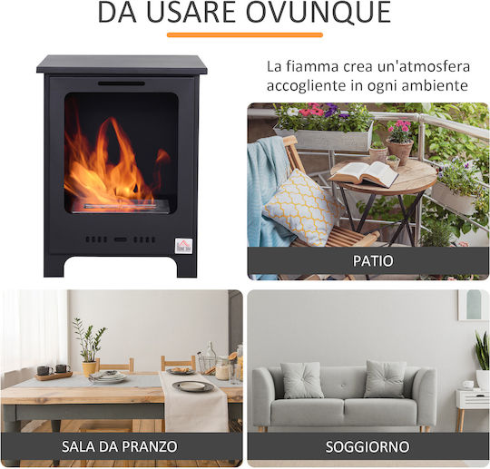HomCom Internal / Outdoor Floor Bioethanol Fireplace Black 40x30x50cm