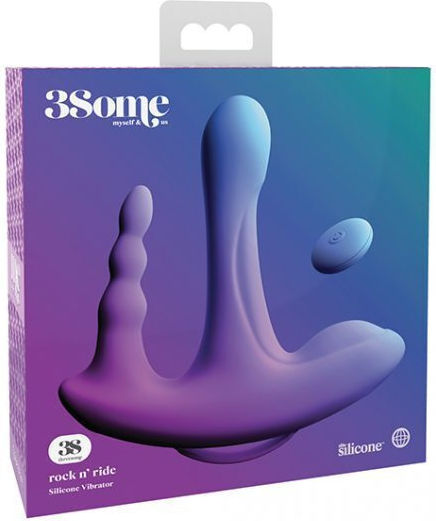 Pipedream 3Some Rock N' Ride Vibe Silicone Vibrator Mini Διπλός Δονητής με Απομακρυσμένο Έλεγχο 7cm Purple