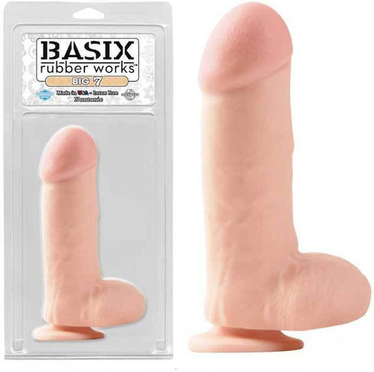 Basix Rubber Works Glass Dildo with Balls and Suction Cup Flesh 18cm