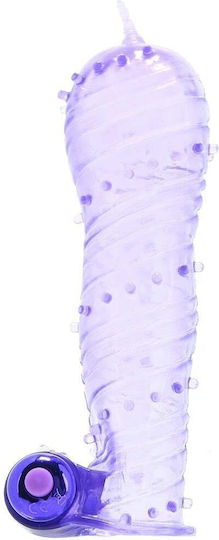 Pipedream Manșon Texturat Duo Mini Bullet Extensie De Penis Cu Vibrație Violet 14cm