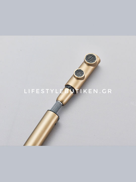 Stocco Kitchen Faucet Counter with Shower and Spiral Brushed Gold