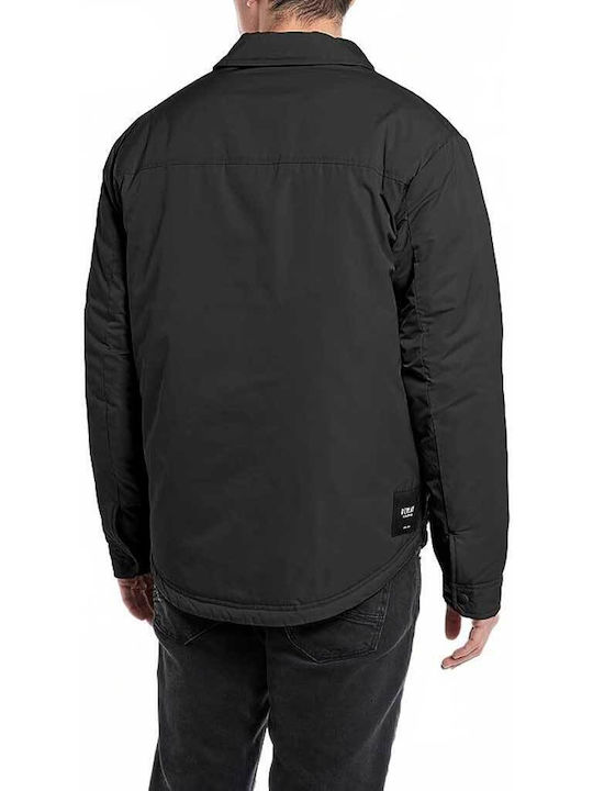 Replay Herren Winter Jacke Lässig Schwarz