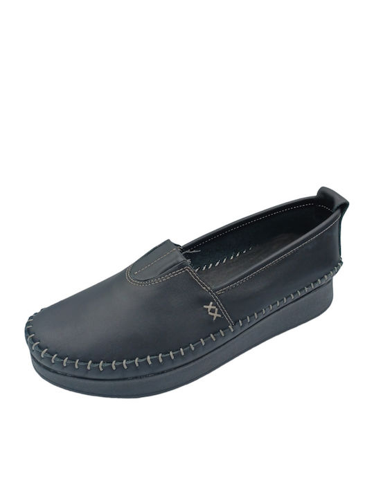 Γυναικεία Slip-On Δερμάτινα Μαύρα
