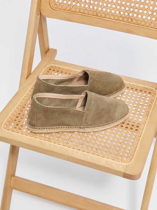 Suede Men's Espadrilles in Green Color