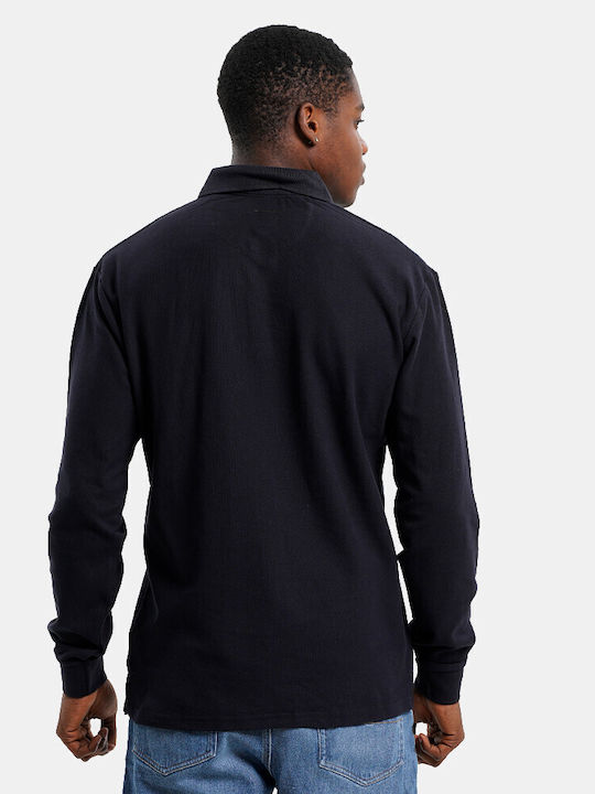 Rebase Men's Long Sleeve Blouse Polo Navy Blue