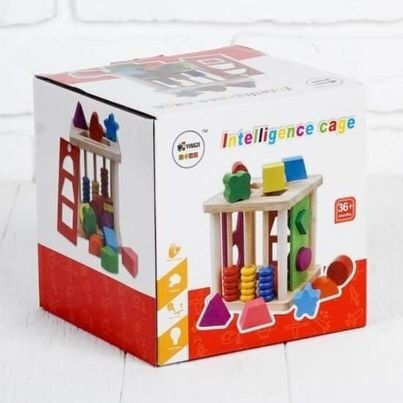 Marionette Wooden Toys Jucărie de Sortare a Formelor Cub cu forme și culori din Lemn pentru 12++ Luni